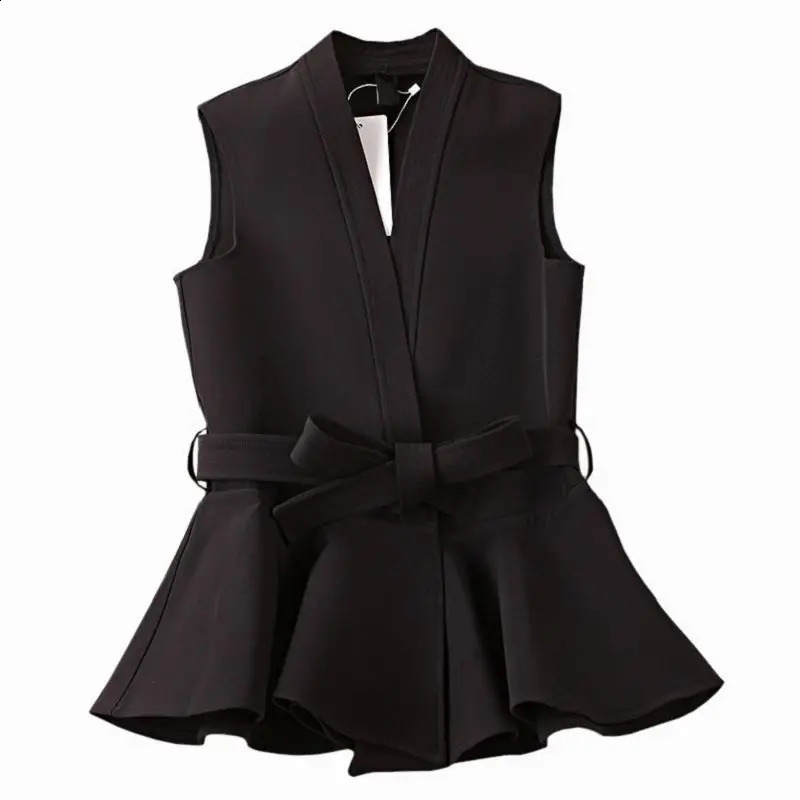 spring womens casual short sleeved sleeveless vest top retro shirt collar ruffled A194 240819