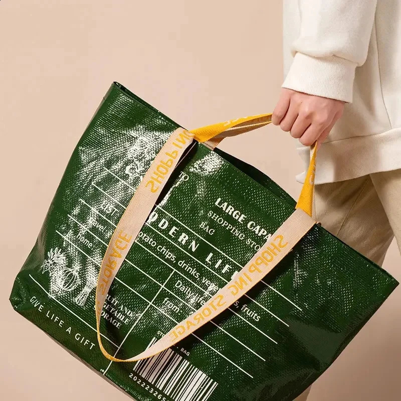 Largecapacity Waterproof Supermarket Shopping Bag Portable PP Woven For Retail Stores Boutique And Supermarkets 240819