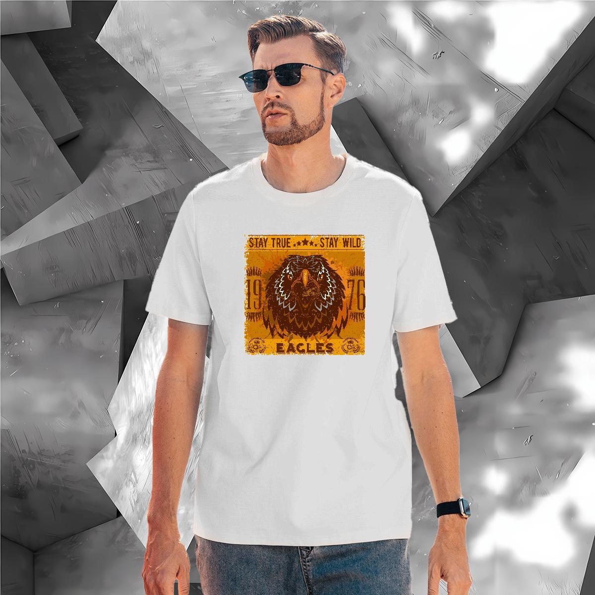 Cool Design T shirt eagle Crew Neck Casual DIY Printed 100% Cotton 230g Couples T Shirts Free Shipping Clothings