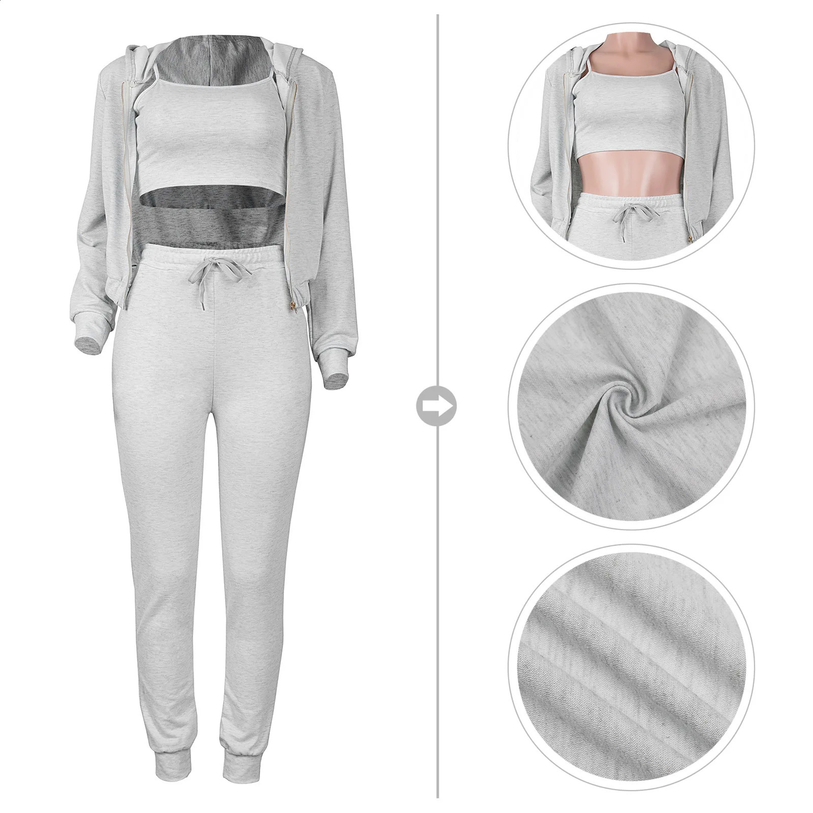 3pcs Sets Women Hooded Sweatshirt Cardiganvestpants Suits 3 Piece Tracksuit Sportswear Joggers Spring Autumn Winter Clothing 240819