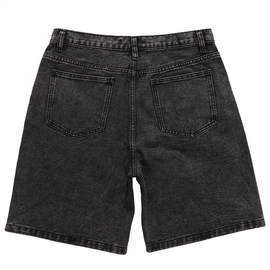 Streetwear Harajuku denim shorts mens patch workwear oversized hiphop blue jeans summer casual loose 240819