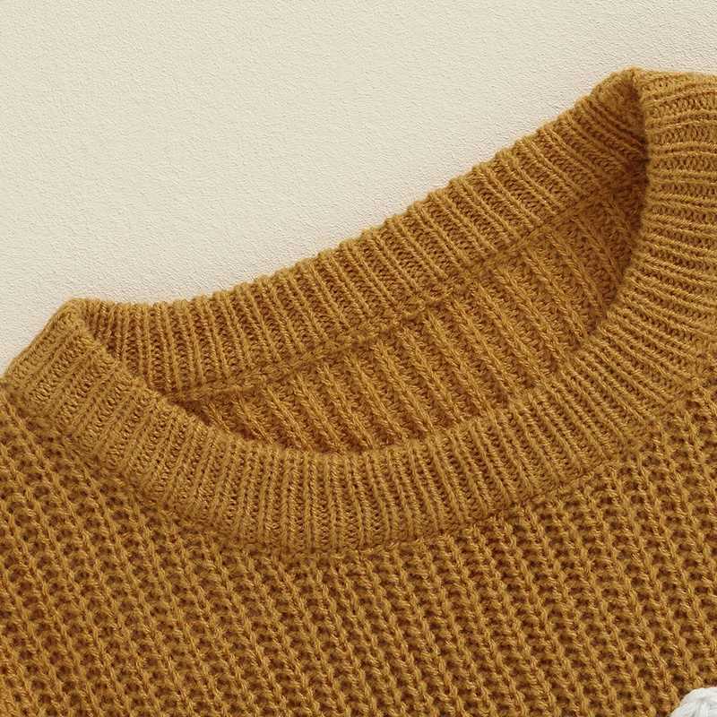 FOCUSNORM 0-3Y Halloween Girl Boy Cute Knitted Sweater Flower Pumpkin Embroidery Staff Neck Long Sleeve Pullup Top W240820