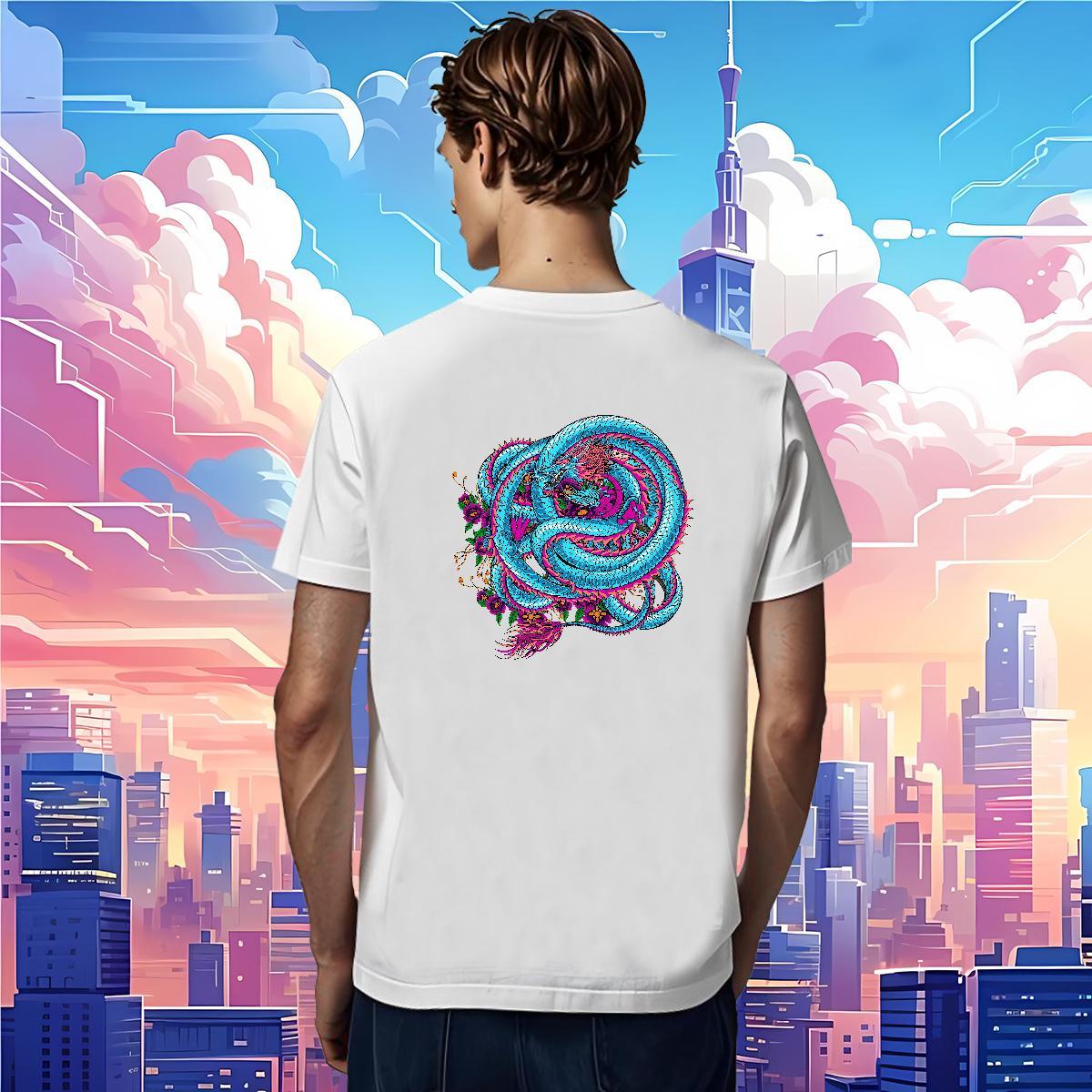 T-Shirts 230g Pure Cotton dragon Sport O Neck Short Sleeves DIY Anime Men Tops Tees Casual New Cool Design Tees Shirts