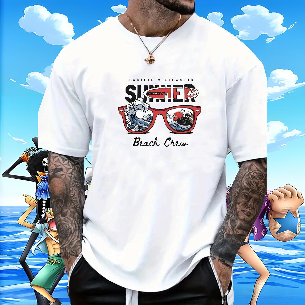 Loose Tshirt for Man Woman Hip Hop 230g 100% Cotton Plus Size Cartoon Short Sleeve Soft sea wave T-Shirts for Men Fashion Design Tees Shirts