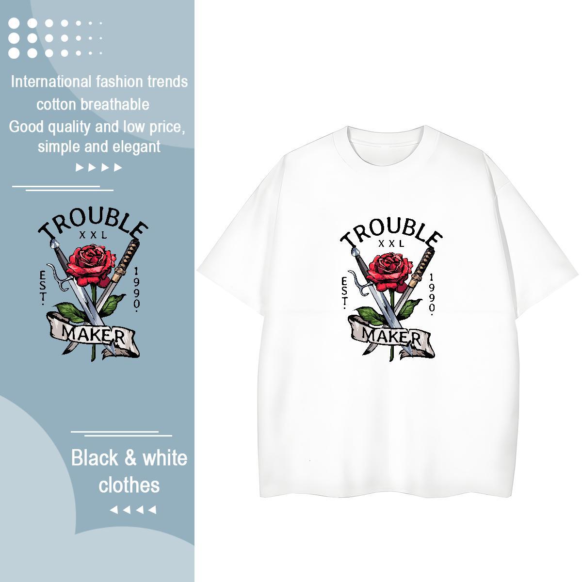 DIY Customized Tshirts rapier High Street Hip Hop 100% Cotton 230g Tops Breathable Short Sleeve Brand Mens T Shirts DIY Printed