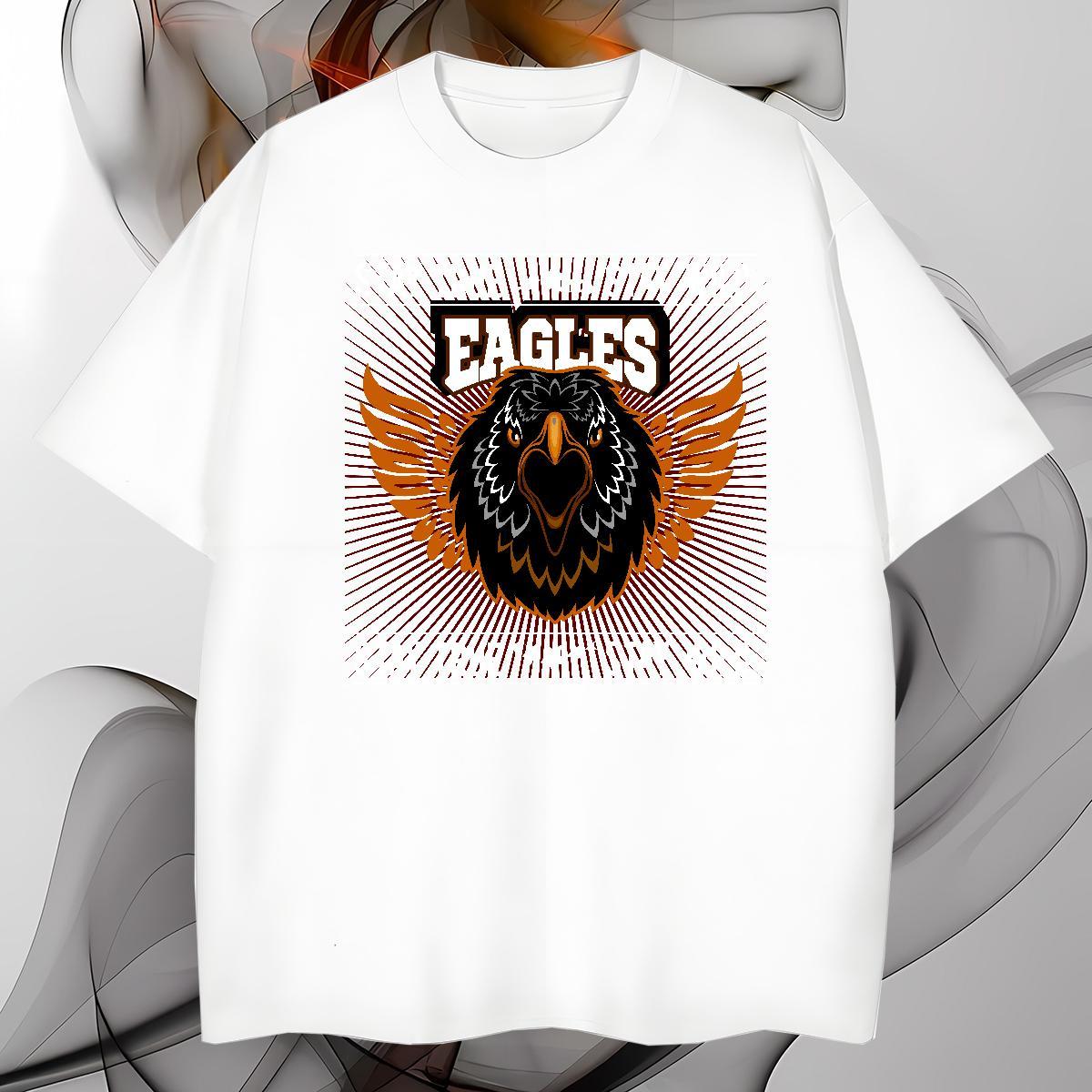 2024 New Men Clothes T-Shirt eagle High Street Hip Hop 230g 100% Cotton Tee Shirt O Neck Short Sleeves Brand T Shirt For Man DIY Anime