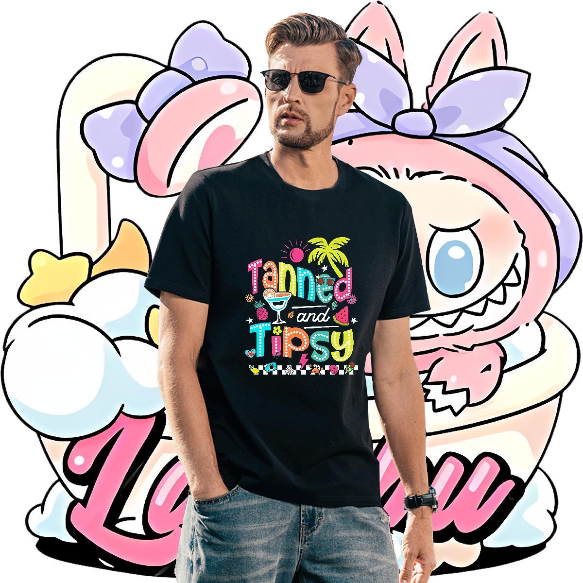 Fashion colored drawing Men Tees 230g 100% Cotton Mens T Shirts DIY Anime Spring Summer Short Sleeve Soft Classic Wear