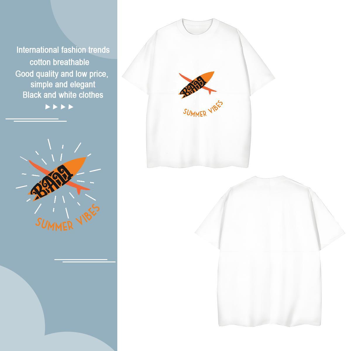 Cool Design summer vibe 230g 100% Cotton Men Tshirts Sport Breathable Man T Shirts DIY Customized Oversized 4XL Wear