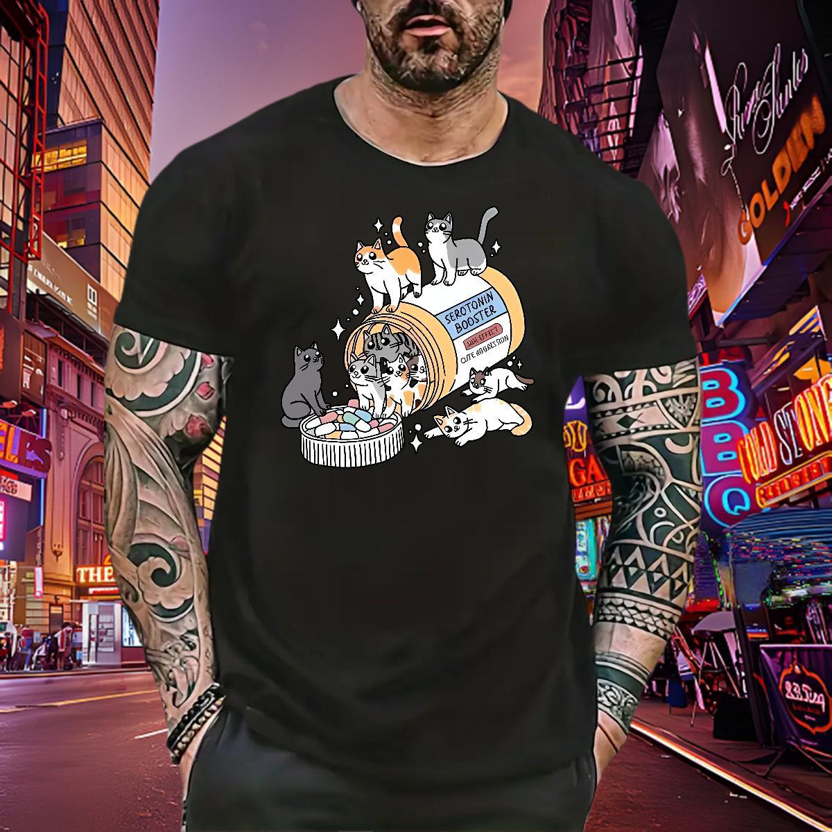 Comfortable Men T Shirts cats Pure Cotton Casual Beach Skull 230g Cotton Men Clothes T-Shirt Classic Tees Shirts