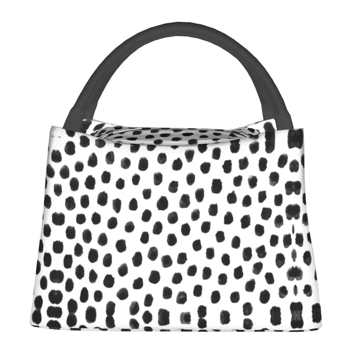 Bohemian Print Lunch Bag Black Dot Portable Lunch Box School Cooler Bag Casual Oxford Thermal Lunch Bags 240819