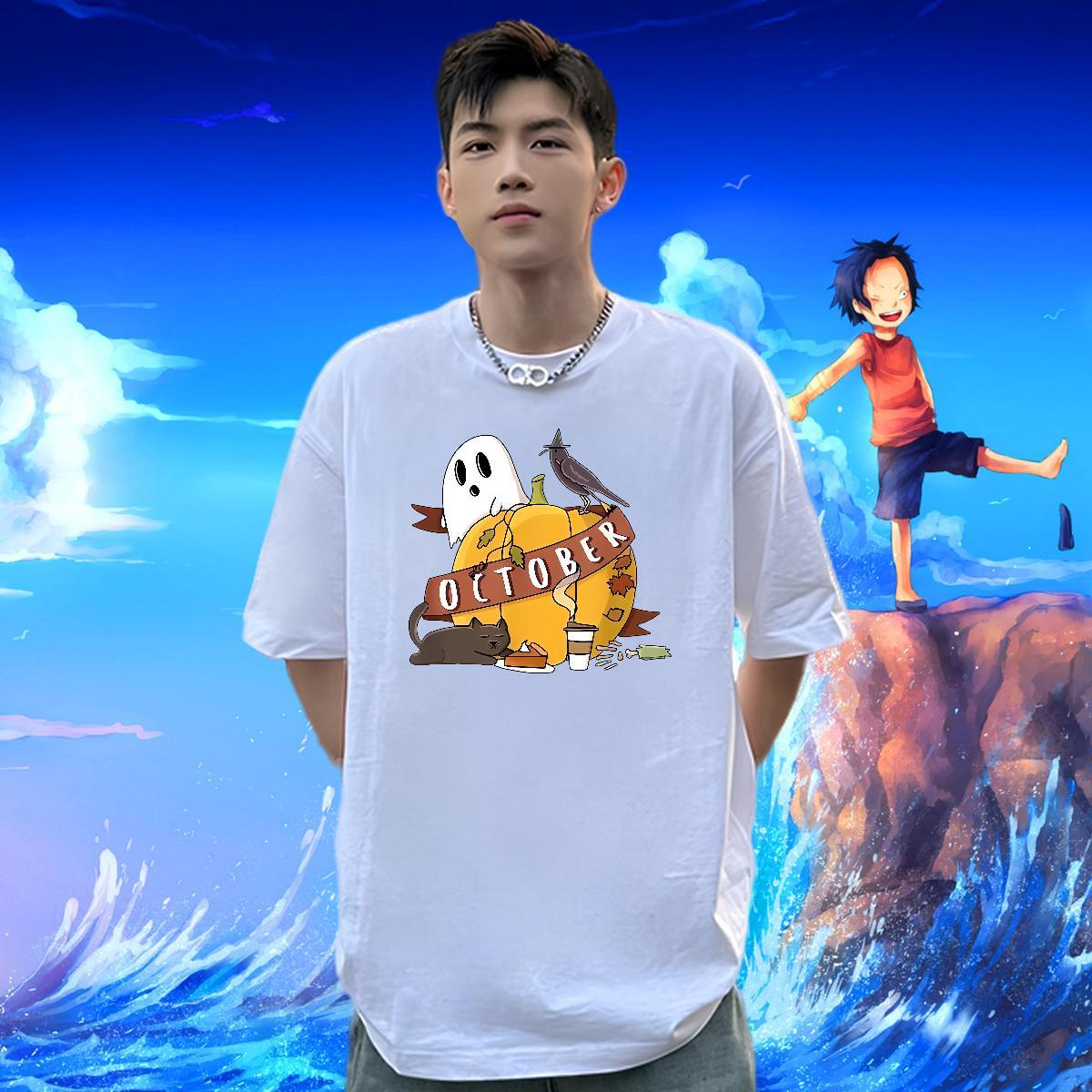 New Arrival Mens Tshirts pumpkin Hip Hop Street 230g Pure Cotton Wear O-Neck Short Sleeve Unisex Man T Shirts Customized Print