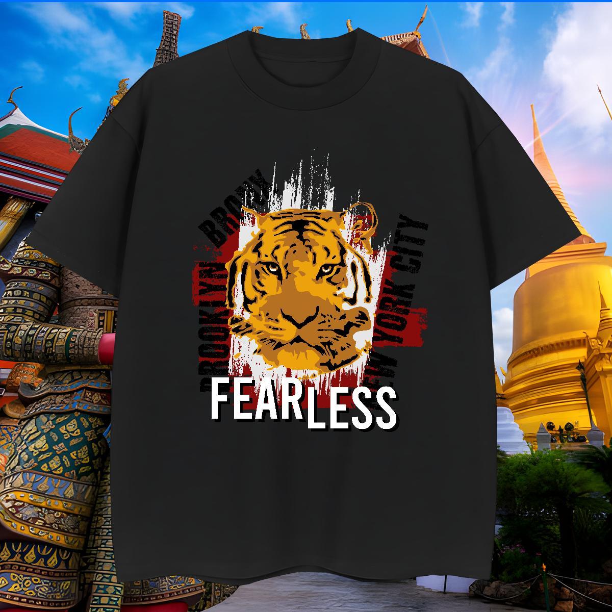 Loose Fit T Shirts Men tiger Short Sleeve O-Neck Spring Summer DIY Anime 230g Cotton Mens Tshirts Free Shipping Wear