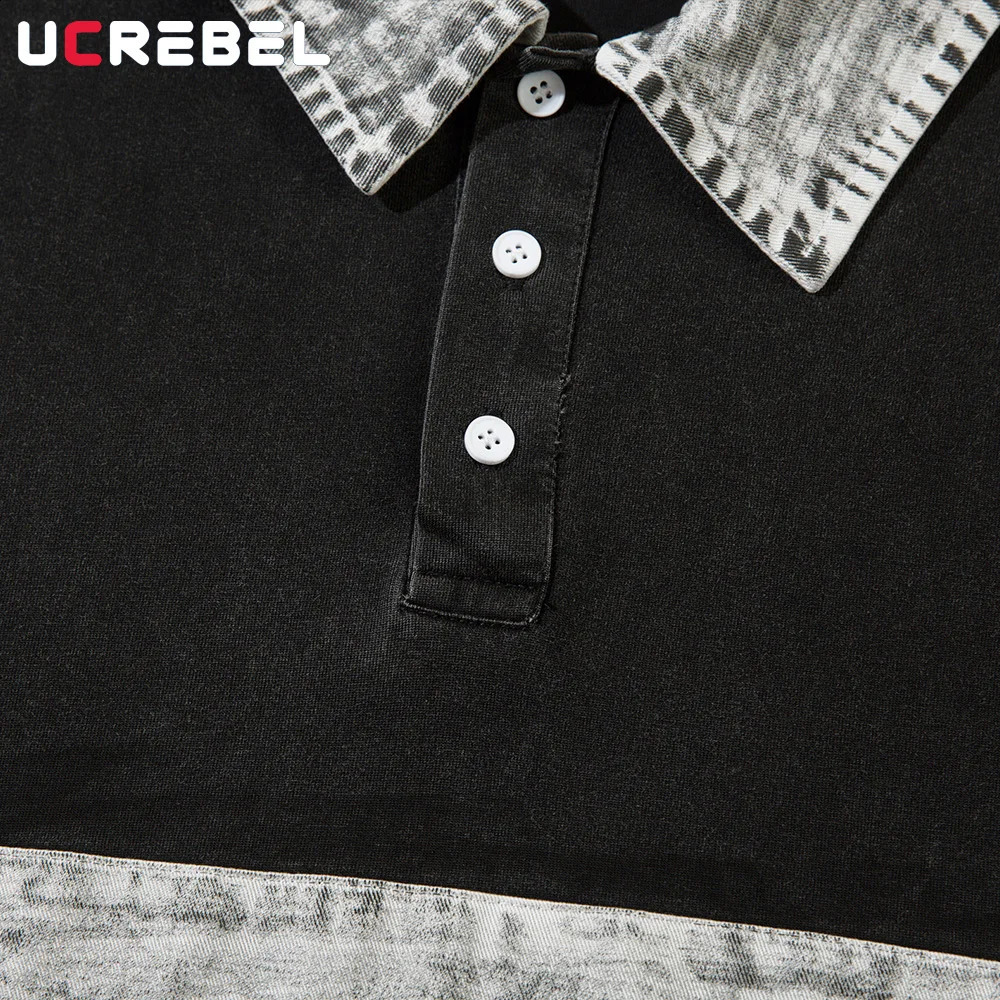 Letter Embroidery Spliced Polo Shirts Mens Summer High Street Distressed Loose Cotton Short Sleeve Tops Men 240820