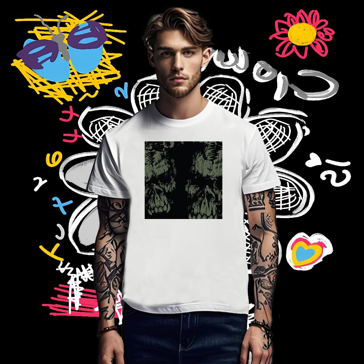 Men T Shirts 230g Pure Cotton scary Casual Daily Wear Crew Neck Custom Anime Men Clothes T-Shirt Designer Fashion Loose Tops Shirt