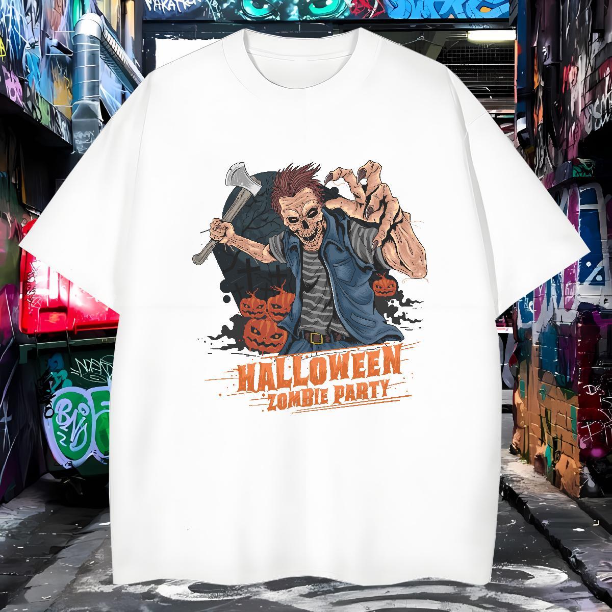 Customized Tshirts halloween Street wear Hip Hop 100% Cotton 230g Tee Shirt Short Sleeve Soft Free Shipping Men T Shirts Anime