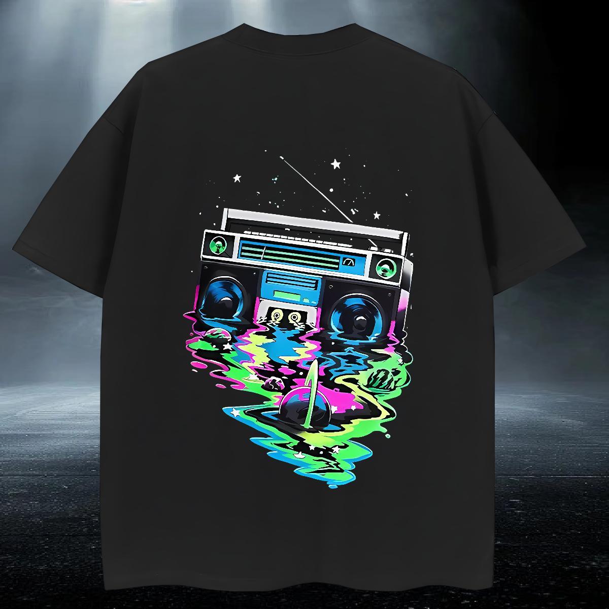 Loose Men Tops Tees Beach 230g Pure Cotton Plus Size Custom O Neck Short Sleeves radio T Shirt For Man Free Shipping Tees Shirts