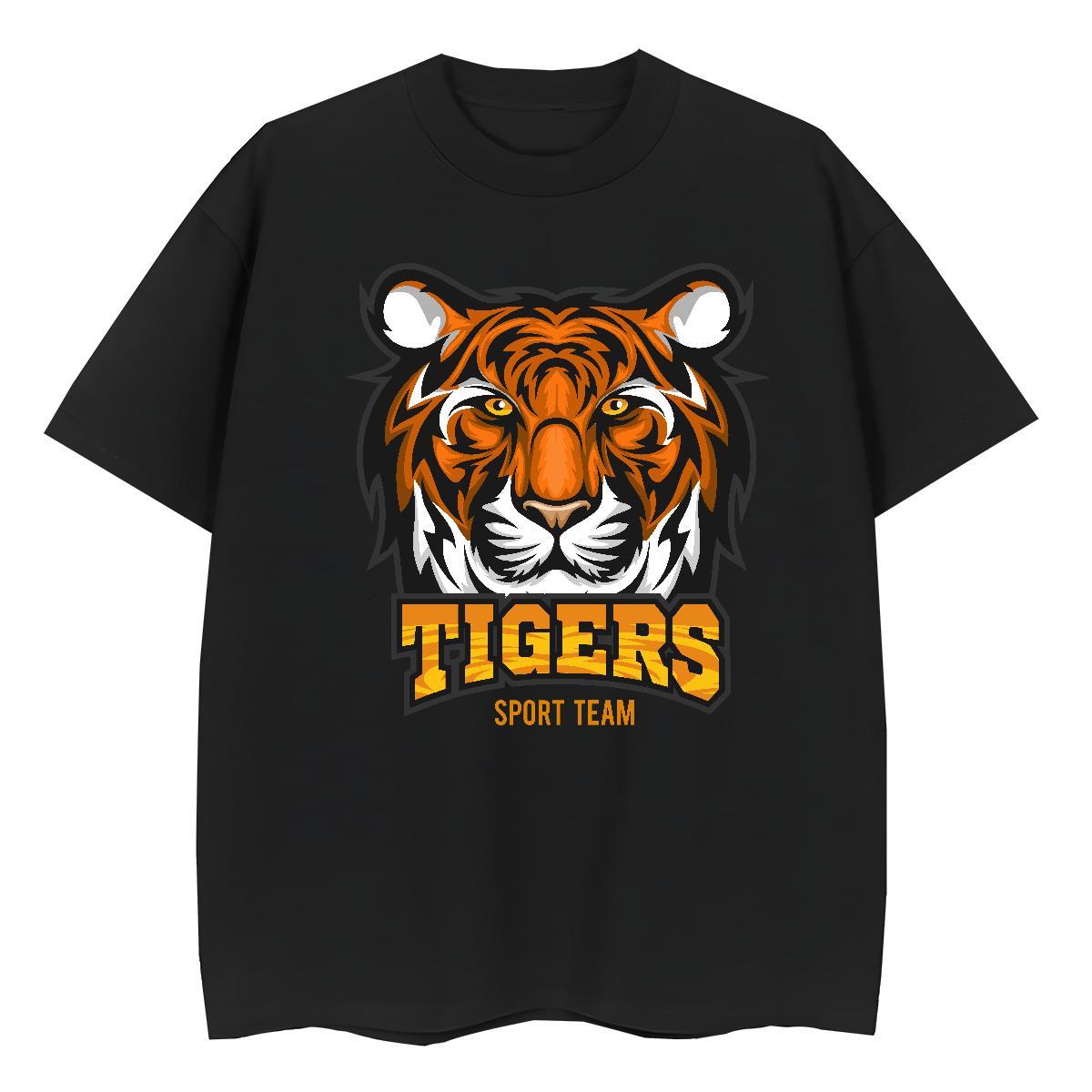 Loose Fit T shirt tiger Breathable Short Sleeve Sports Casual Skull 230g 100% Cotton Mens Tshirts Custom Tops Shirt