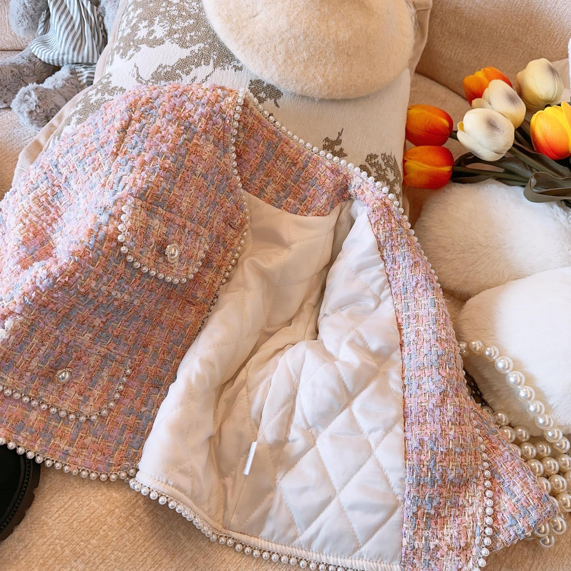 New Children's Clothing Light Small Fragrant Style Women's Autumn and Winter Heavy Weaving Top Skirt Clip Cotton Two Piece Set F66-08.20