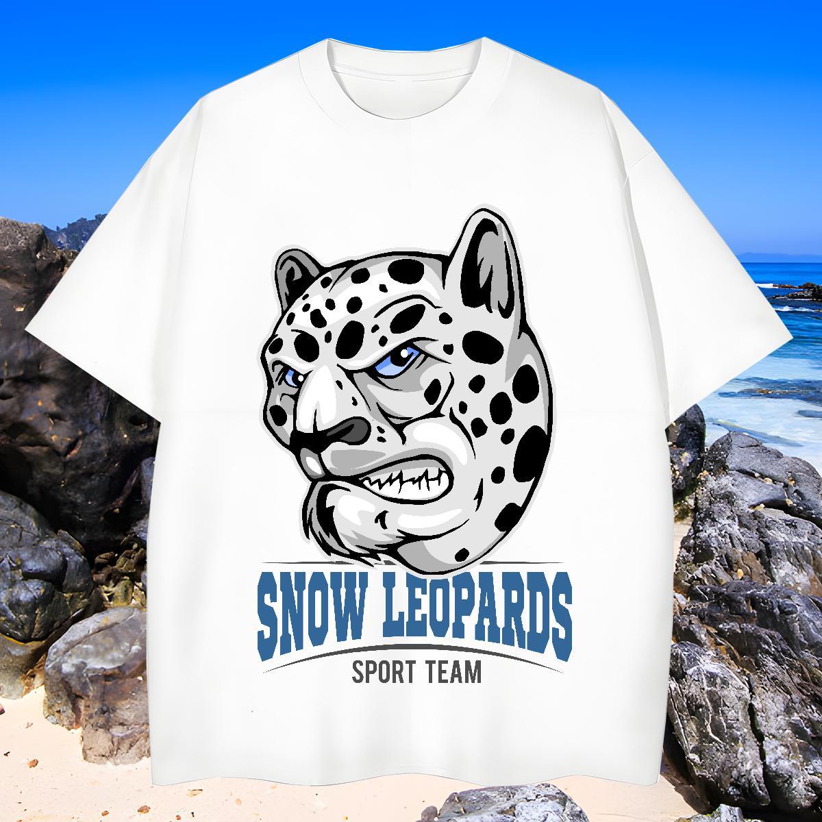 Soft Men T Shirts leopard Crew Neck Spring Summer Custom Print Plus Size 100% Cotton 230g Men Tees 2024 New Tshirts