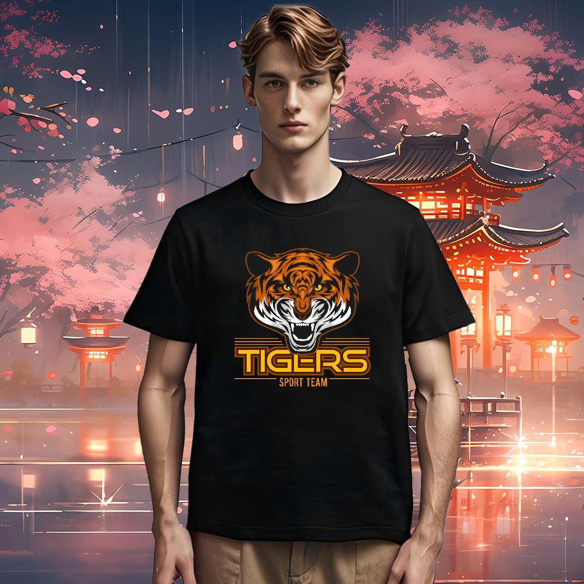 Customized Men Tops Tees tiger Beach 230g Cotton Polos Breathable Short Sleeve Comfortable T Shirt For Man Floral Print