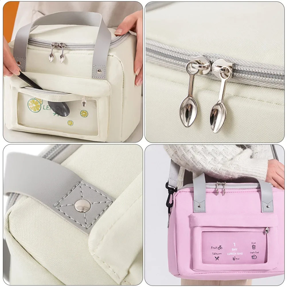 Picnic Bag Portable Lunch Bag with Shoulder Strap Food Thermal Bag Drink Insulated Bag for Beach Picnic Road Trip Travel 240819