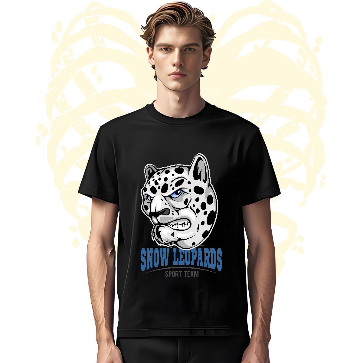 Soft T Shirts Men leopard Breathable Soft Casual Daily Wear Asian Size 230g 100% Cotton Men Tops Tees Fashion Casual Clothings