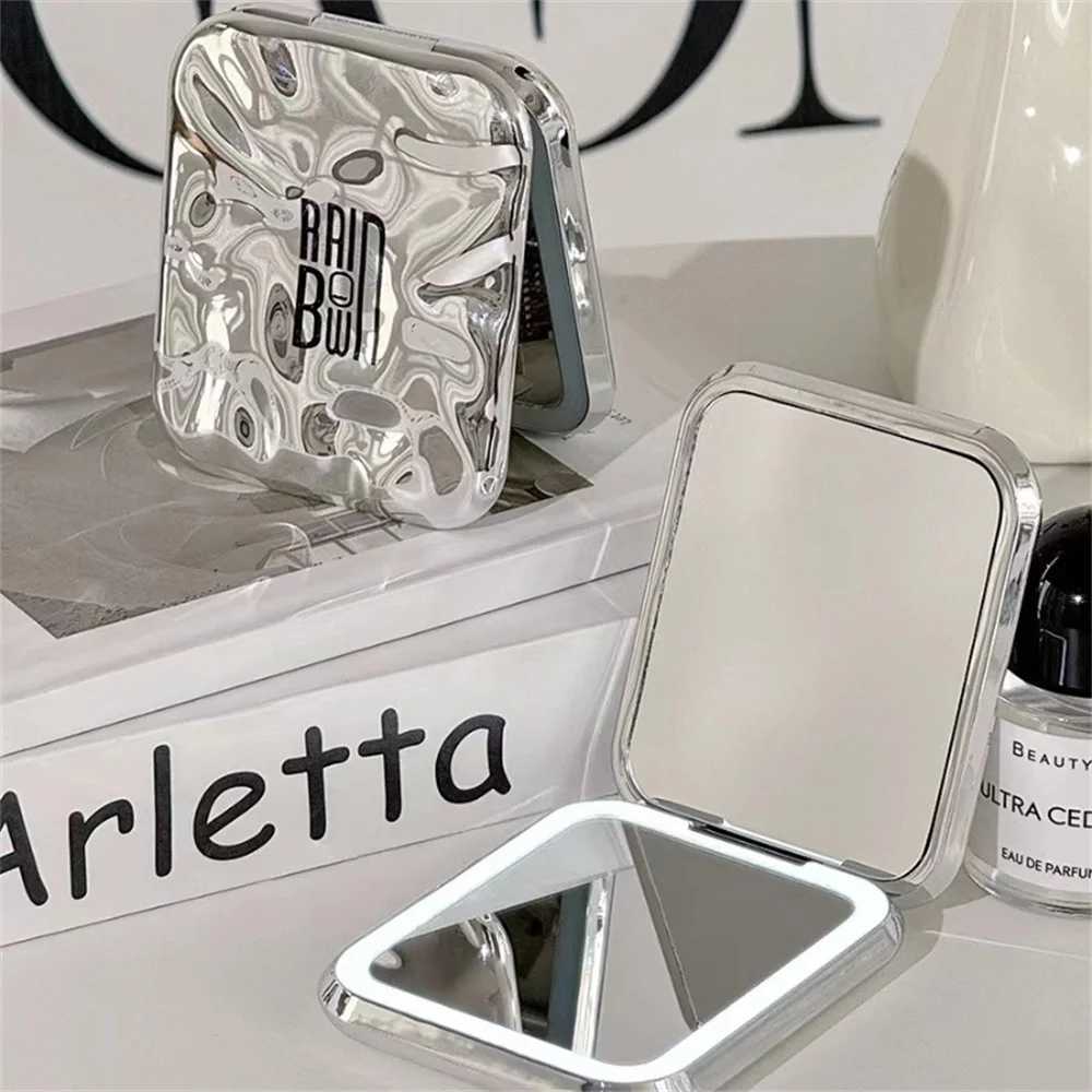 Galaxy Folding Make Up Mini Mirror with LED Light 5X Magnifying Small Pocket Portable Travel Cosmetic Mirrors with Type-C Cable Y240819