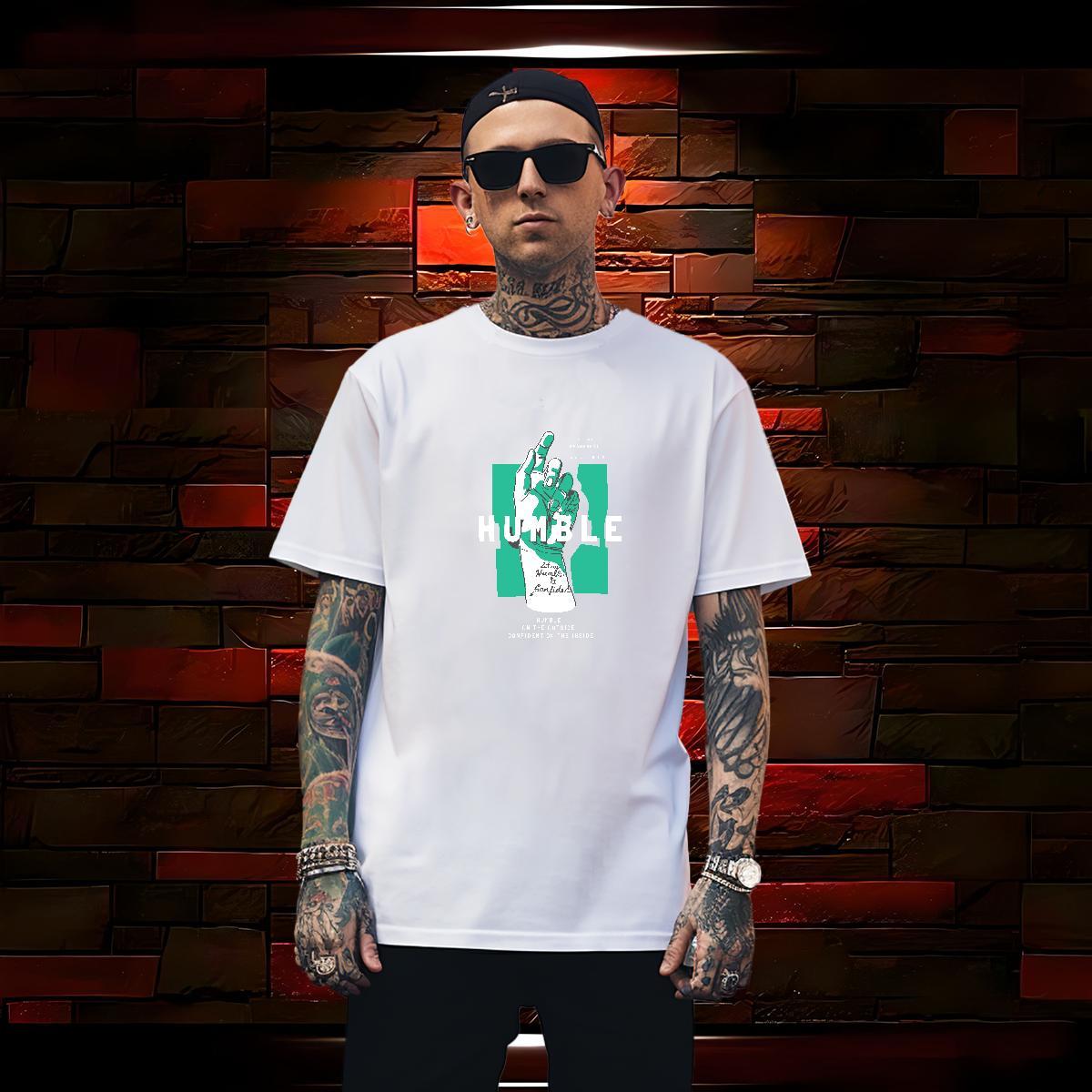 Cool hand T shirt Hip Hop Tshirts 230g 100% Cotton Brand Crew Neck Skull Wear