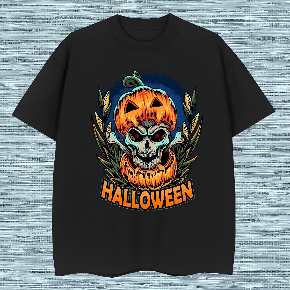 Comfortable T shirt halloween Breathable Hip Hop Street Asian Size 230g Pure Cotton Men Clothes T-Shirt 2024 DIY Tops Shirt