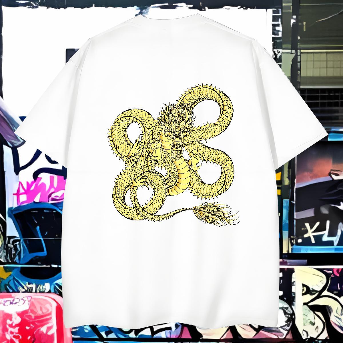 T shirt 230g 100% Cotton dragon Daily Wear O Neck Short Sleeves Skull Couples T Shirts New Unisex Tees