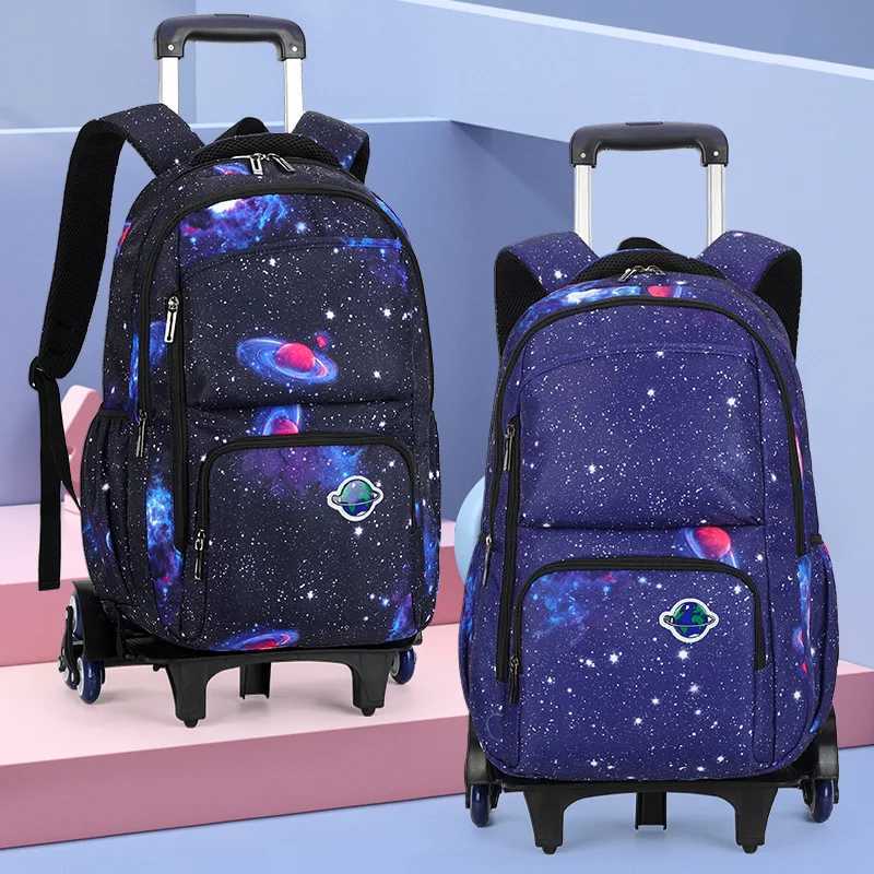 School Bags with wheels Rolling Backpack for boy Kids Student Wheeled Backpack Trolley Book Bag Travel Trolley backpack Luggage Y240820