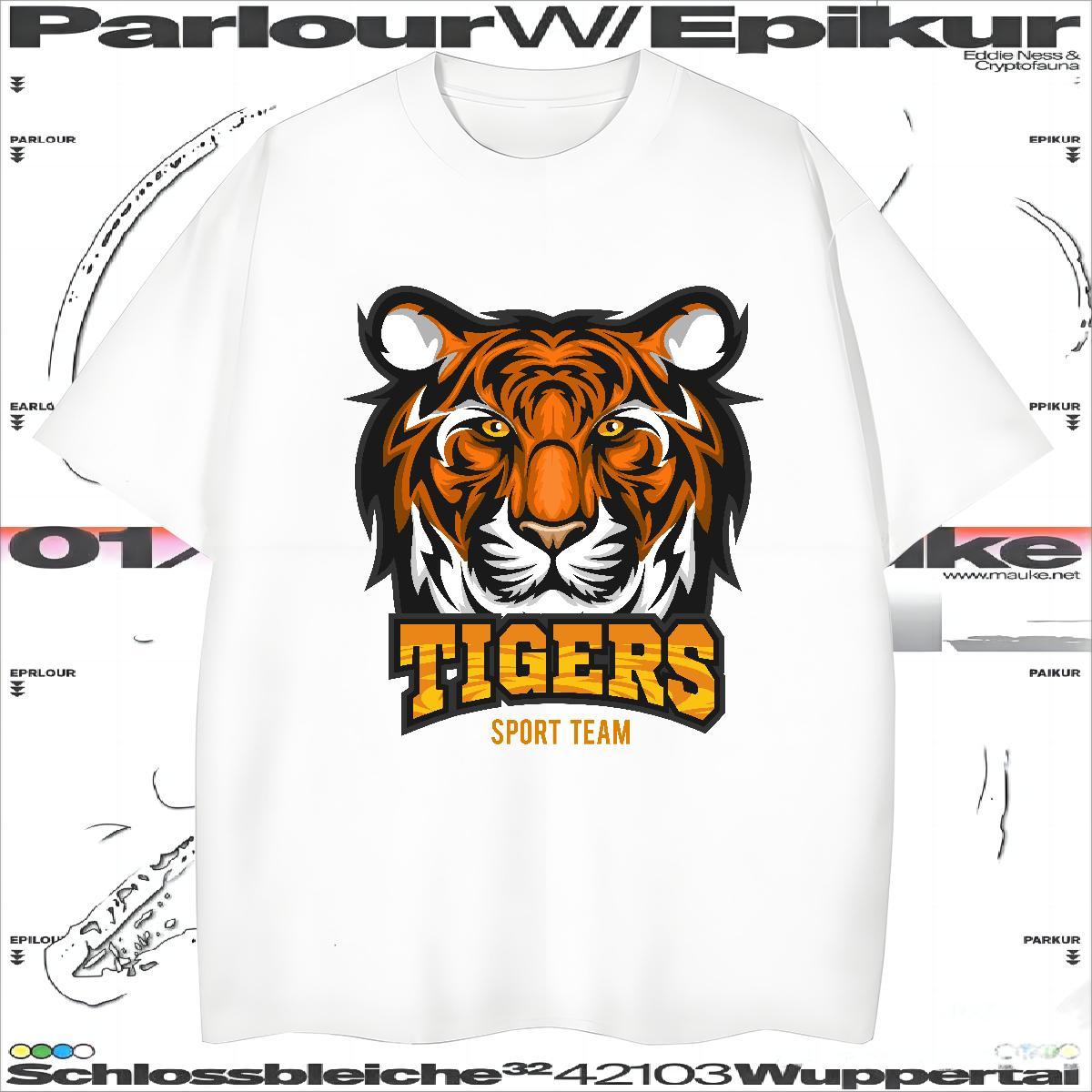 T-Shirts 100% Cotton 230g tiger Casual Beach Round Neck Short Sleeve Skull Men Tops Tees Designer Fashion Unisex Tops Shirt