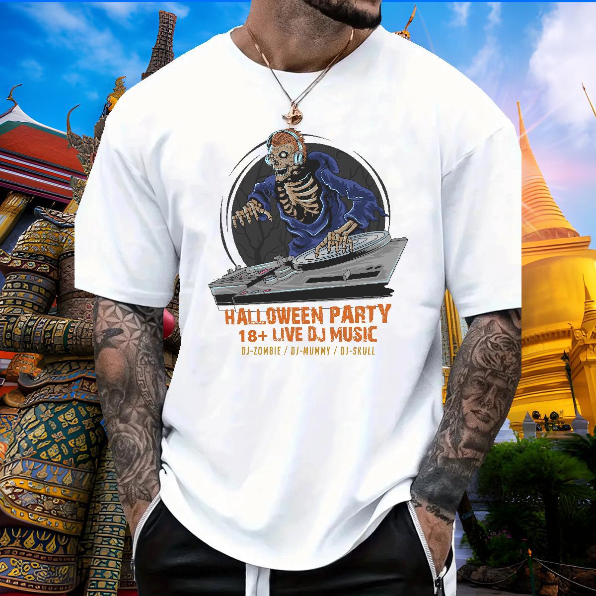 Loose Fit Man T Shirts skull O Neck Short Sleeves Summer Casual Anime Print 230g 100% Cotton Mens Tshirts DIY Tee Shirt