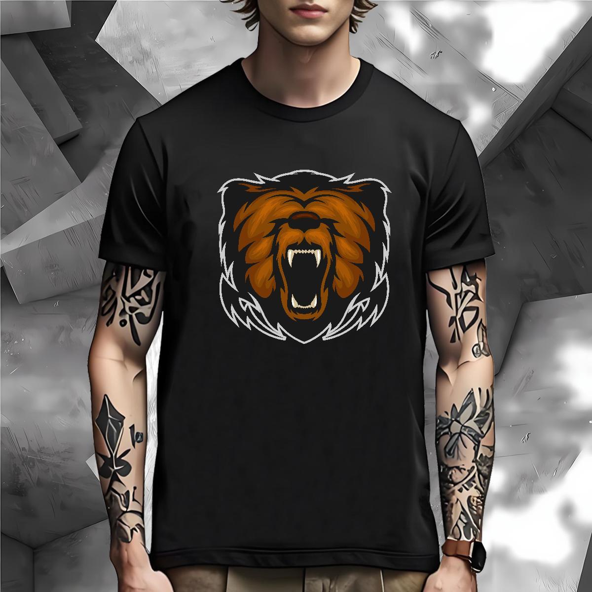 Loose Fit Man T Shirts lion Breathable Short Sleeve Hip Hop Custom Printing 230g Cotton Men Clothes T-Shirt Brand Tees Shirts