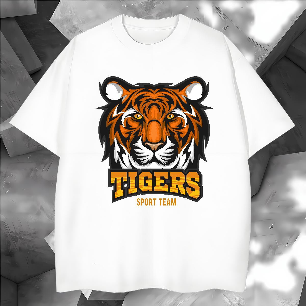 TOP Quality T-Shirts tiger Breathable Crew Neck Hip Hop Customized 230g Pure Cotton Couples T Shirts 2024 Tops