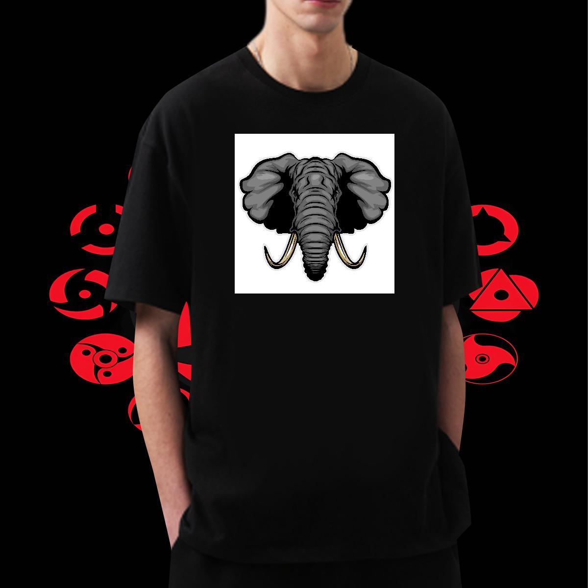 Wholesale Men Clothes T-Shirt High Street Hip Hop 230g Pure Cotton Oversized 3XL 4XL Breathable Short Sleeve elephant Man T Shirts New Arrival Polos