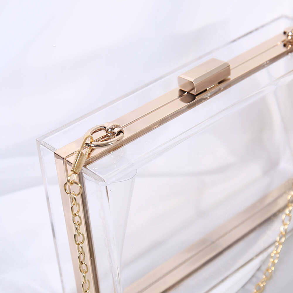 Transparent acrylic chain crossbody box small square women's banquet bag, hand-held bag