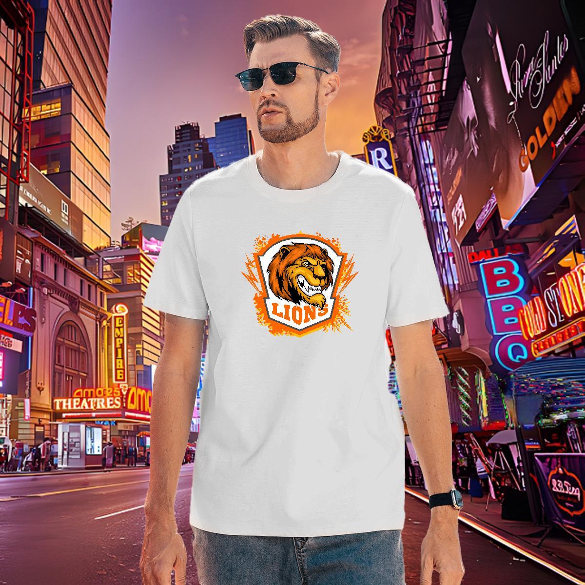 Unisex T shirt lion O Neck Short Sleeves Spring Summer Oversized 100% Cotton 230g Mens Tshirts DIY Customized Tees