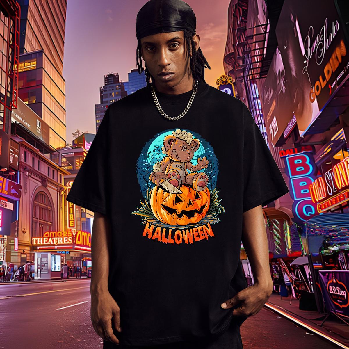 Classic T Shirt For Man pumpkin Breathable Crew Neck Street wear Hip Hop Custom Anime 230g Pure Cotton Men Tshirts Designer Fashion Tees Shirts