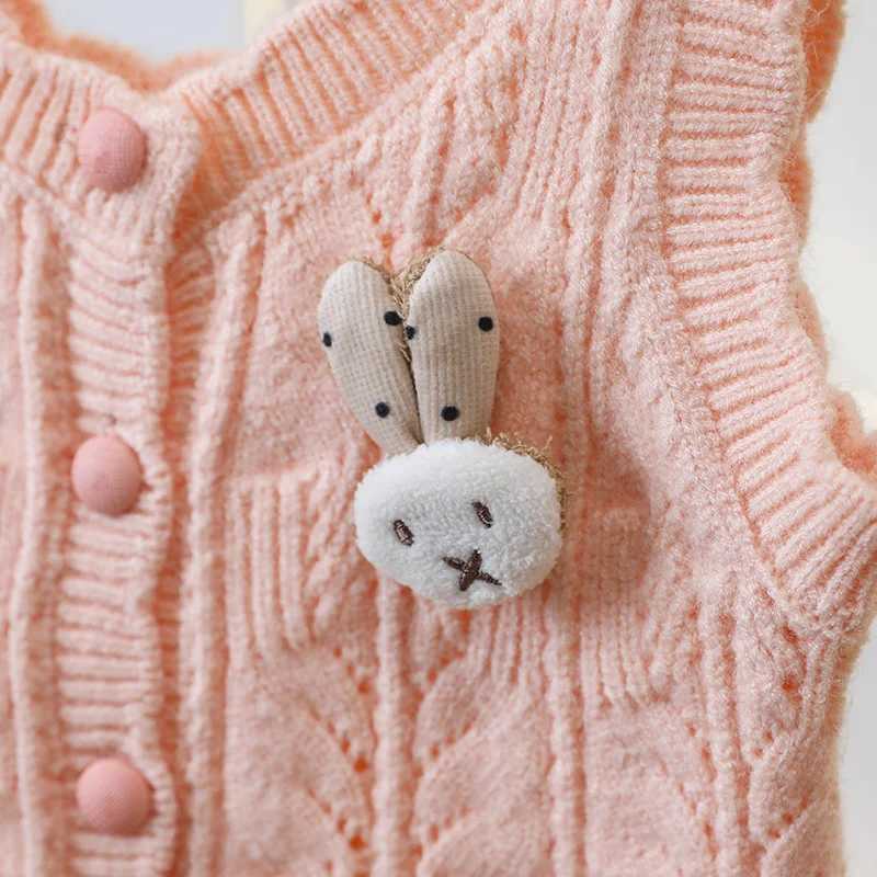 Trendy 2024 Kids Sweater Vest Cardigan Casual Elegant Lovely Bunny Decoration Everyday Fresh Leisure Fine WorkmanshipXJ240819