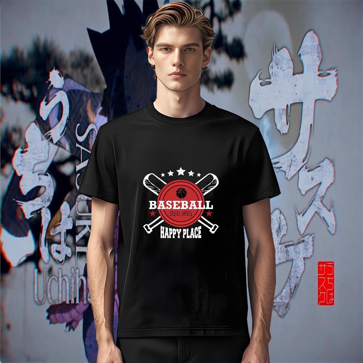 Wholesale Men Tees Anime Printing Street 100% Cotton 230g Custom Printing Pure Cotton baseball T Shirt For Man Classic Wear