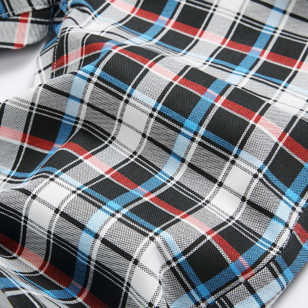 Mens plaid digital printed shorts summer Tatar stretch denim striped fashionable slim fit jeans 240819