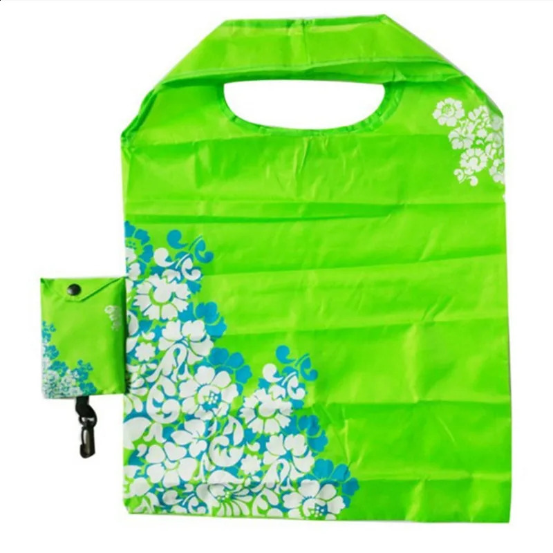 3860cm Fashion Printing Flowers Foldable Reusable Shopping Bags EcoTote Handbags Convenient Largecapacity Storage 240819