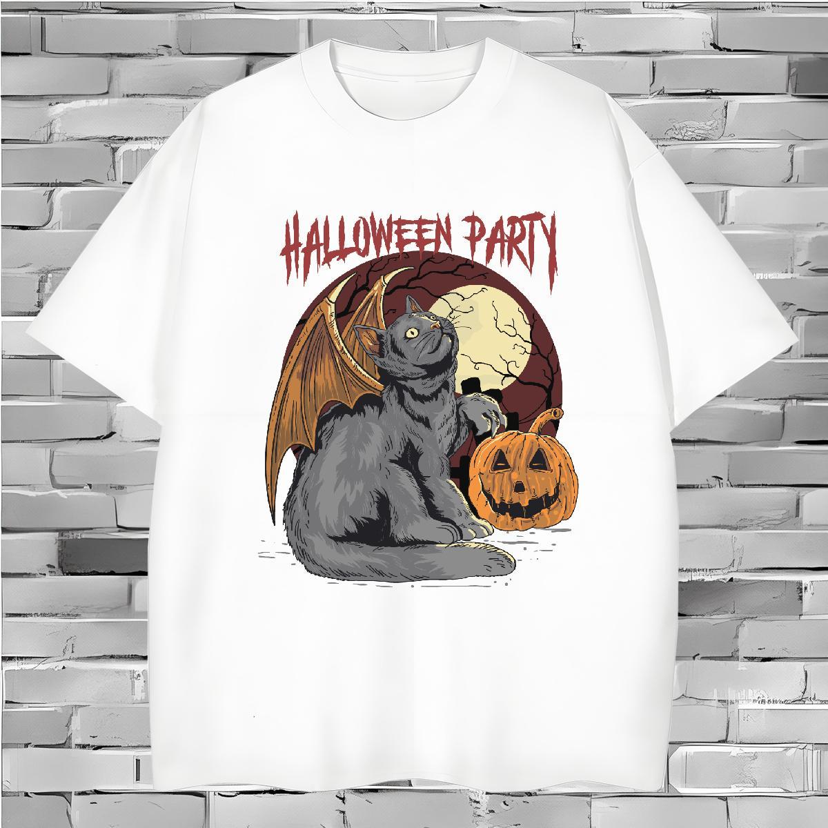 Comfortable T-Shirts halloween O-Neck Short Sleeve Hip Hop Street DIY Logo Oversized 100% Cotton 230g Men Tops Tees Classic Clothes