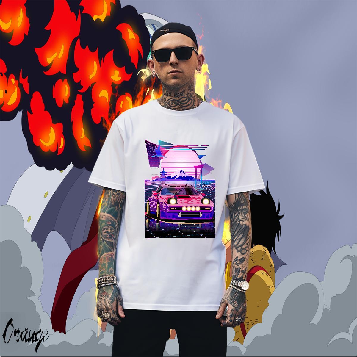Classic Tshirt for Man Woman Street 230g Pure Cotton Anime Print Breathable Short Sleeve beach Mens T Shirts New Top Tees