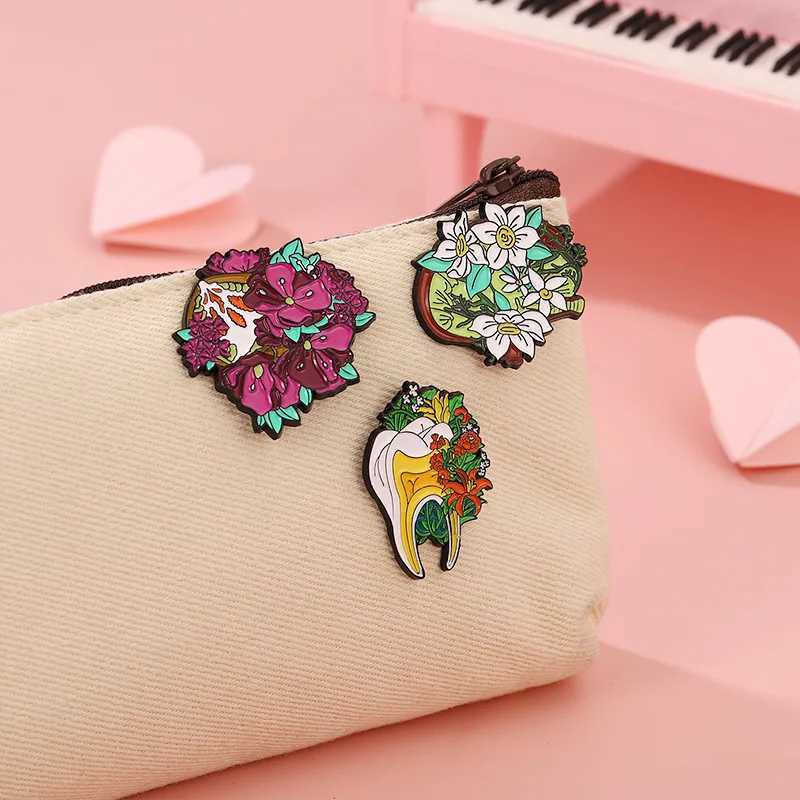 Wholesale of fancy organic enamel pins Fetus Uterus teeth ribs liver kidneys chest lapel badges bags jewelry gifts W240815