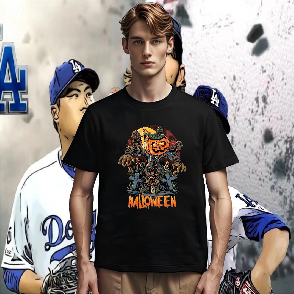 Fashion Casual Men Tees halloween Spring Summer 100% Cotton 230g Clothings Breathable Short Sleeve Brand Mens T Shirts Oversized 3XL 4XL