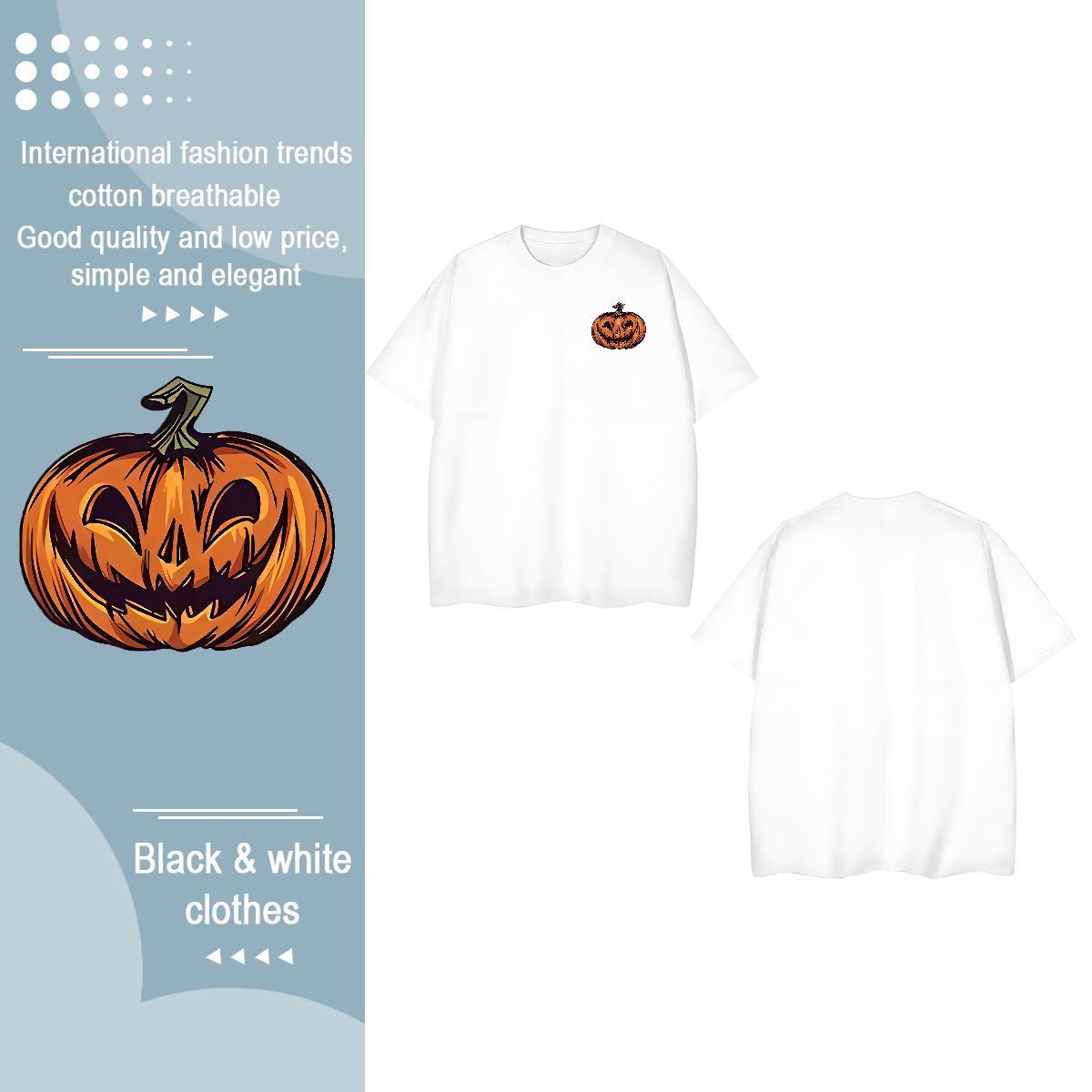 Fashion Men Tees halloween Sport 230g 100% Cotton Clothings O Neck Short Sleeves Soft T-Shirts for Men Floral Print
