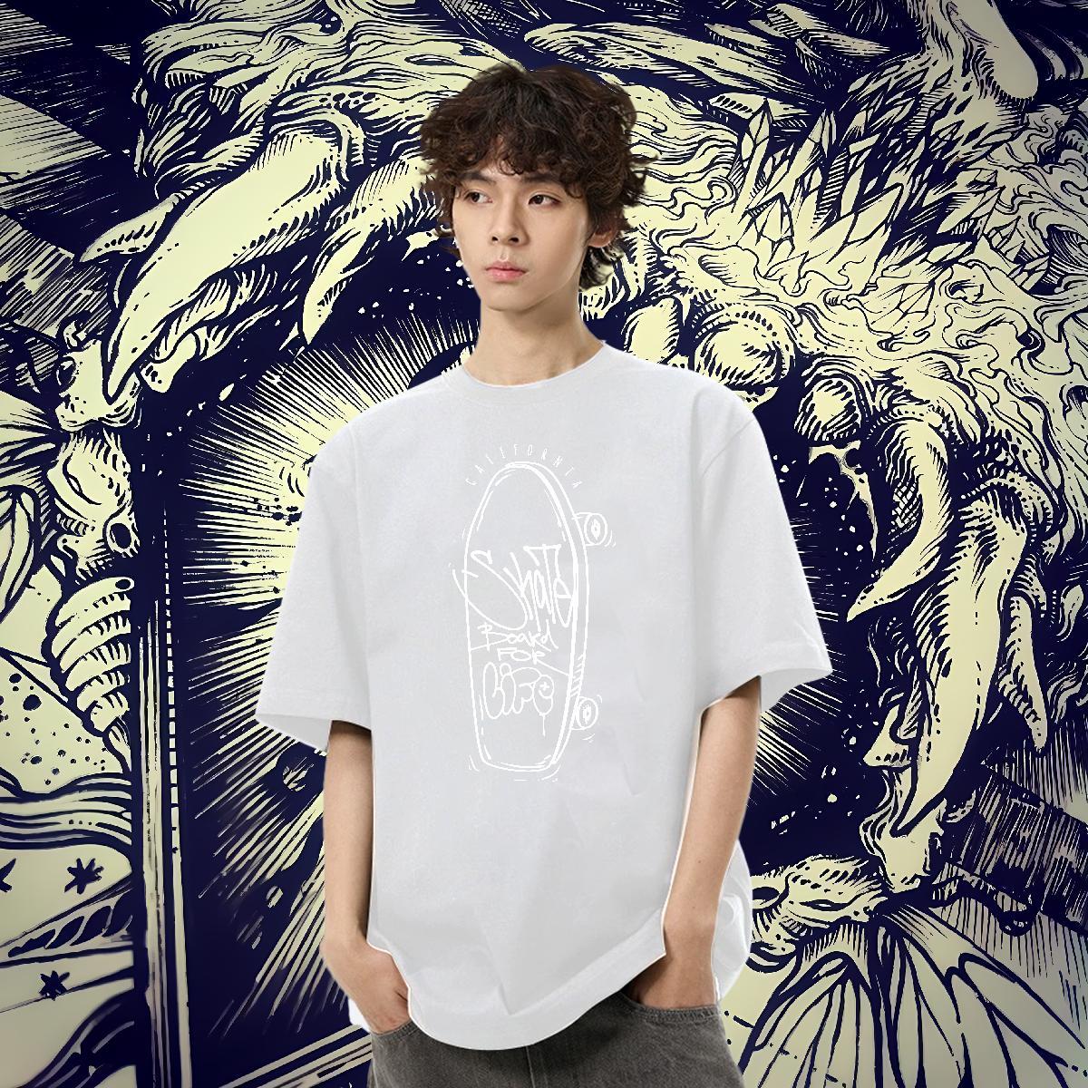 Popular Tshirt for Man Woman Hip Hop 230g 100% Cotton Custom Printing Breathable Crew Neck skateboarding T-Shirts for Men New Arrival Clothes
