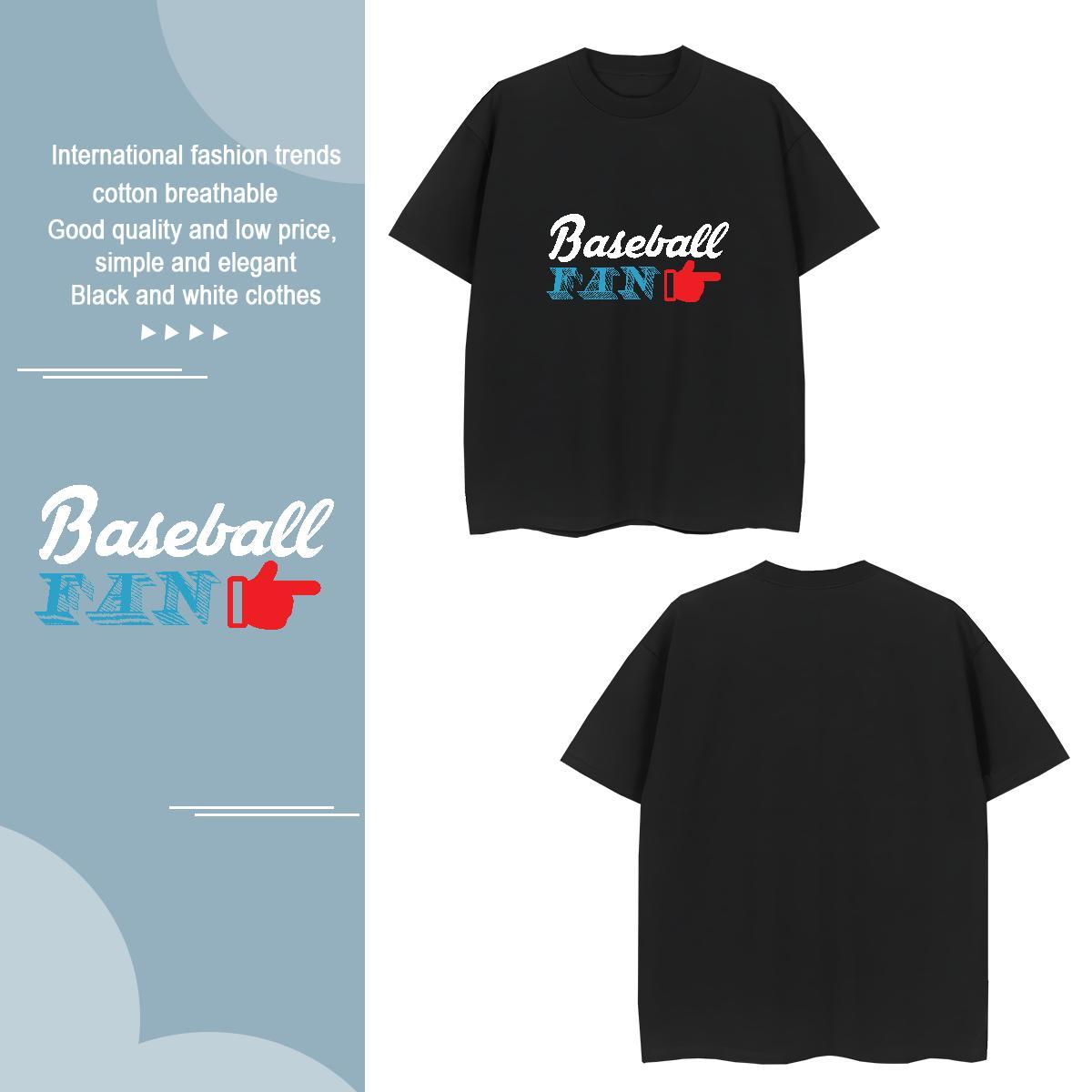 Cool baseball 100% Cotton 230g Tshirt for Man Woman Sport Crew Neck Breathable T shirt Designer Fashion Skull Tops Shirt